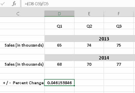 using excel to calculate percent change