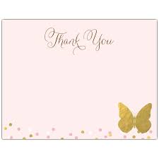 Gold Butterfly Baby Shower Thank You Note Cards