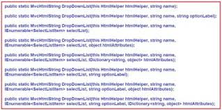 dropdownlist html helper in mvc dot