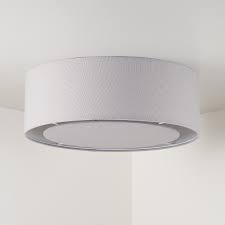 I have partnered with spellbinders to share this easy drum light fixture now i am happy that my journey through our main floor is much prettier with the addition of a fresh coat of paint and a new drum ceiling light fixture. Light Grey Drum Shade Flushmount Reviews Crate And Barrel