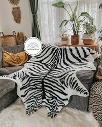 faux zebra hide area rug 6 6 x 4 9 ft