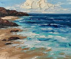 Original Oil Painting On Canvas Beach