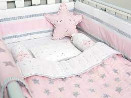pink star organic cot baby bedding set