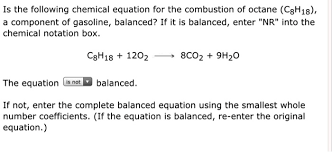 chemical equation for the combustion