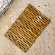 natural bamboo wood bath mat non slip