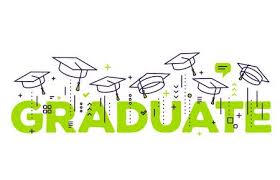 Vector Illustration Of Green Word Graduation With Graduate Caps
