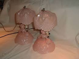 Pair Of Vintage 1940s Pink Satin Glass