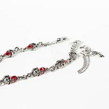 red beads metal skull pants chain