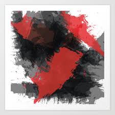 Red And Black Paint Splash Art Print By