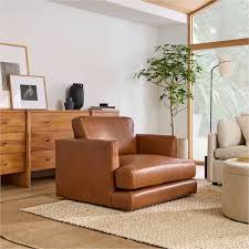 haven leather chair and a half west elm