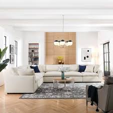 Commix Down Filled Overstuffed 6 Piece Sectional Sofa Set Light Beige