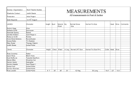 Costume Measurement Sheet Template Magdalene Project Org