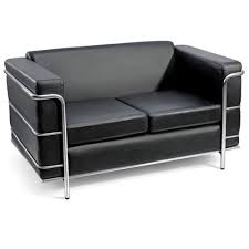 black milano 2 seater office sofa size