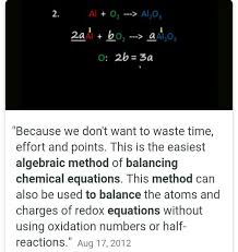 Algebraic Method For Balancing Chemical