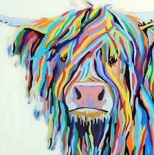 Colourful Highland Cow Wall Art Get