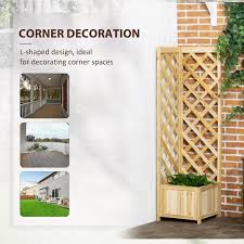 Natural Wood Planter With Trellis