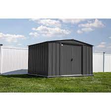8 Ft D Charcoal Steel Storage Shed