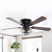 Indoor Black Flush Mounted Ceiling Fan