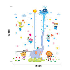 Cute Elephant Water Spray Wall Stickers Kids Room Children Height Chart Sticker For Home Decor Height Ruler Stadiometer