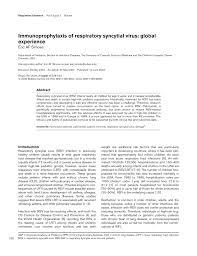 Immunoprophylaxis Of Respiratory Syncytial Virus Global