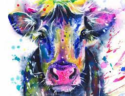 Fancy Cow Colorful Splatter Cow Wall