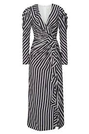 Multimedia Stripe Ruffle Slit Dress