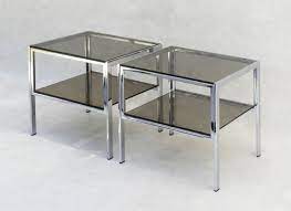 Chrome And Smoked Glass Side Tables