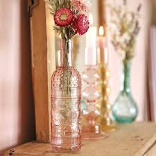 Pink Glass Bottle Vase Homeware