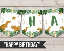 happy birthday banner boy dinosaur