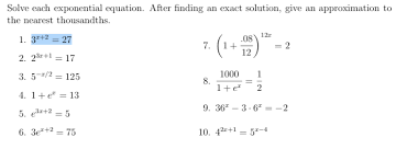Solved Solve Each Exponential Equation