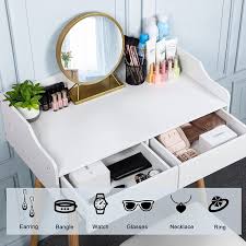 makeup vanity desk set with mirror