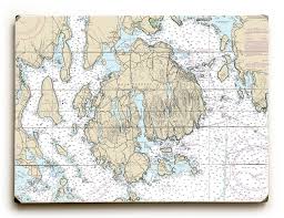 Me Mount Desert Island Bar Harbor Cranberry Islands Me Nautical Chart Sign