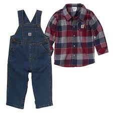 Infant Boys 2 Piece Flannel Overall Set