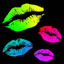 multicolored kiss marks of