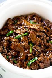 slow cooker mongolian beef dinner at