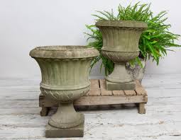 Vintage Fluted Garden Urns Pair New