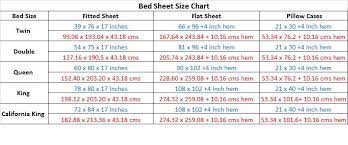 size of bed sheets in inches 55