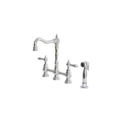 belle foret cp wh27215 2 handle high arc bridge side sprayer kitchen faucet with metal lever handles in chrome
