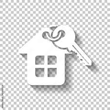 House With Key White Icon With Shadow
