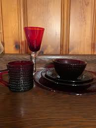 Vintage Ruby Red Glass Dinnerware Red