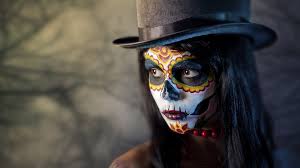 woman in sugar skull makeup photo hd