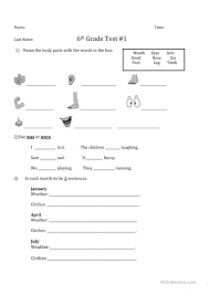 Help your child learn about the human body with a body parts worksheet. Sixth Grade Worksheets Worksheet 6th Test Tests 51632 1 Phenomenal Skills Modeling Percents For Math Worksheet