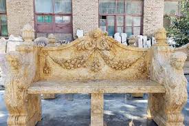 Hand Carved Outdoor Marble Garden Bench