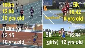 athletics records by age 100m sprint