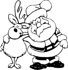 Rudolph the reindeer wearing christmas ornaments and a wreath around his neck vector cartoon clipart. Reindeer Clipart Black And White Santa And Reindeer Png Download Full Size Clipart 3075433 Pinclipart