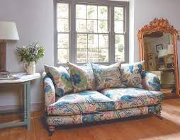 bold patterned fabric sofa