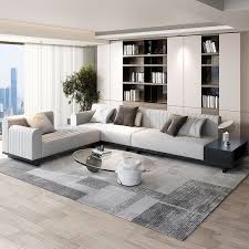 L Shaped Sectional Sofa Cotton Linen