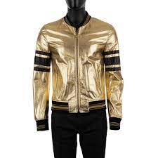 Gold silver metallic women leather jacket moto biker bomber jacket hip hop coatstop rated seller. Dolce Gabbana Perforated Leather Jacket Gold Black Fashion Rooms