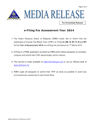 Minimum 1 huruf kecil 4. E Filing For Assessment Year 2014