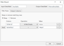 how to filter excel data table which